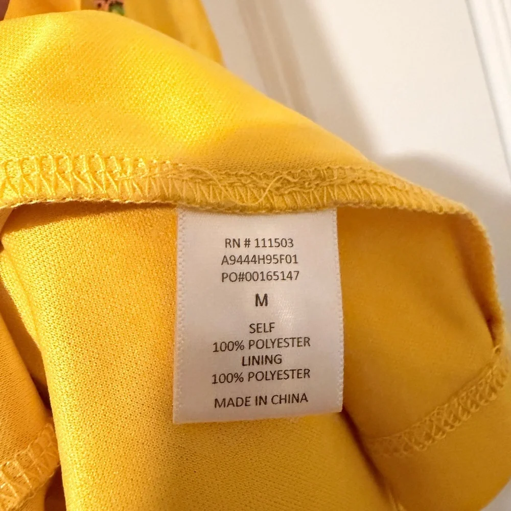 Yellow Floral Off Shoulder Dress Spaghetti Straps Size M - Picture 6 of 9